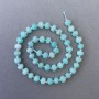 Amazonite Natural Stone Beads, Faceted Rondelle on Thread, Diameter 8x6mm+-, Length 39cm+- with 3x2mm+ Seed Beads