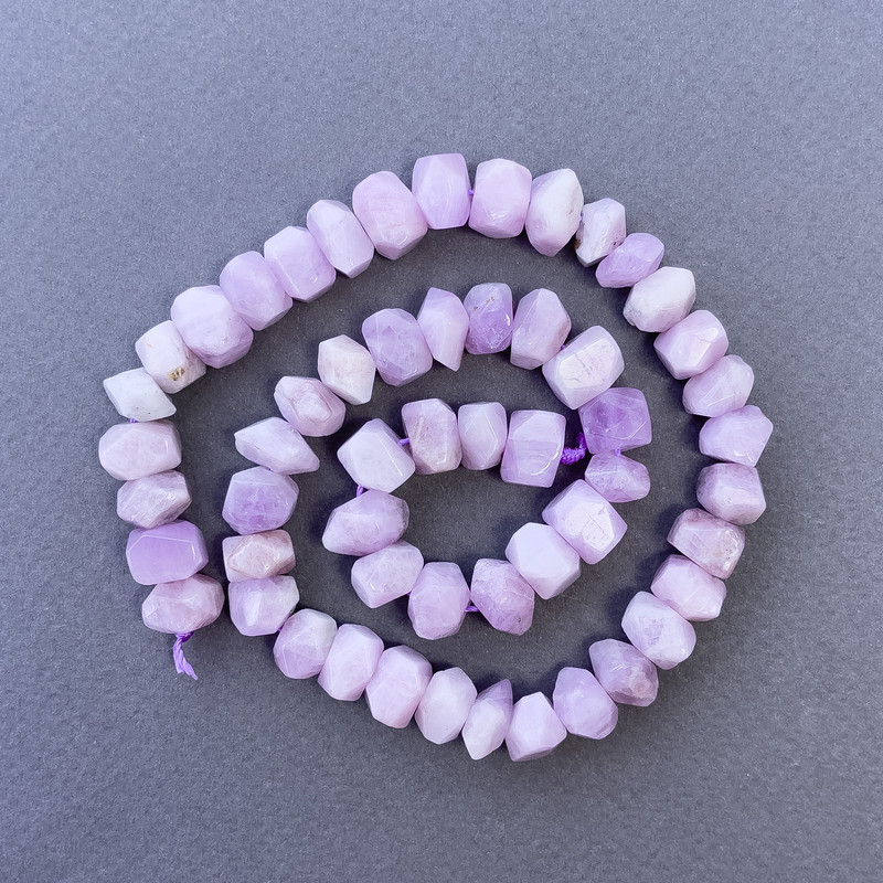 Kunzite Beads, Natural Stone Faceted Rondelle on Strand, Diameter 10x7mm+/-, Length 39cm+