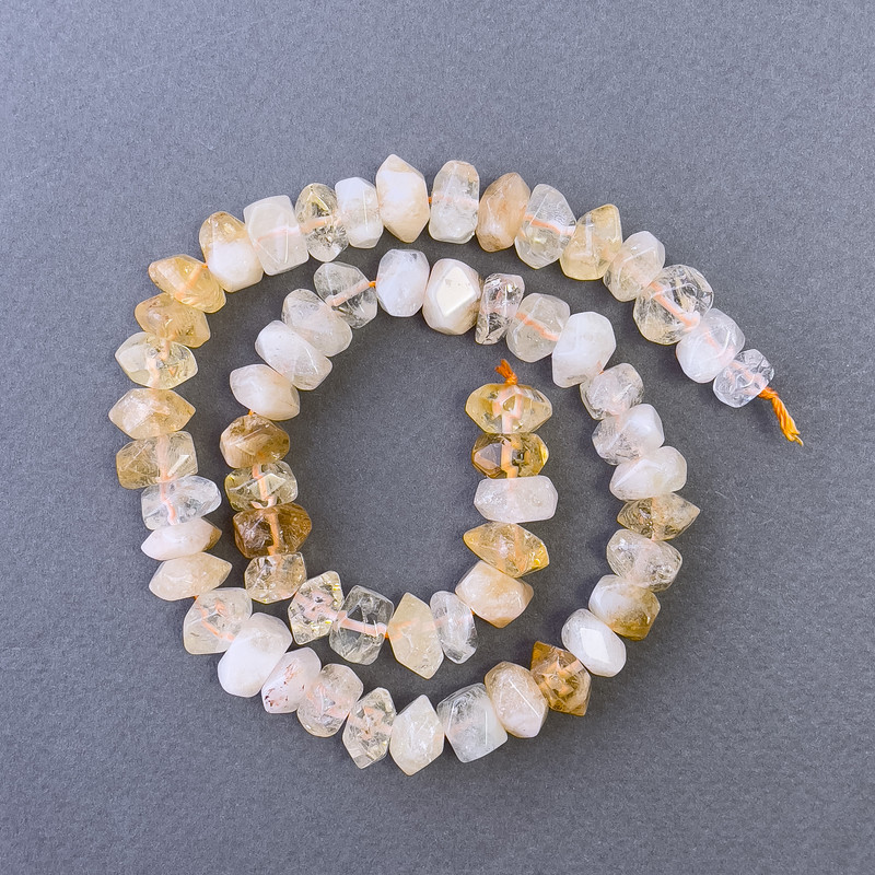 Citrine Beads, Natural Stone Faceted Rondelle on Strand, Diameter 9.5x7mm+/-, Length 39cm+