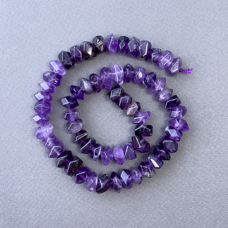 Amethyst Beads, Natural Stone Faceted Rondelle on Strand, Diameter 10x7mm+/-, Length 39cm+