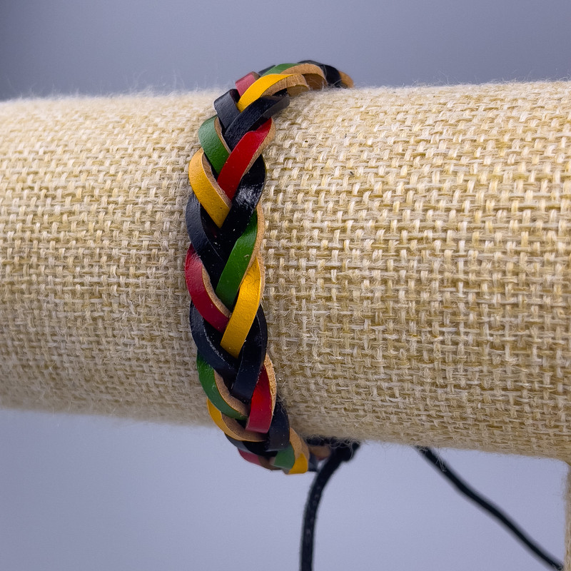 Bracelet, length 18-25cm, width 10mm, multicolour eco leather, adjustable clasp