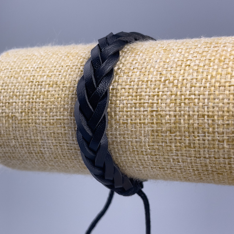 Bracelet, length 18-25cm, width 10mm, black eco leather, adjustable clasp