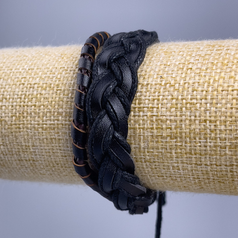 Bracelet, length 18-25cm, width 15mm, black eco leather, adjustable clasp