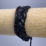 Bracelet, length 18-25cm, width 15mm, black eco leather, adjustable clasp