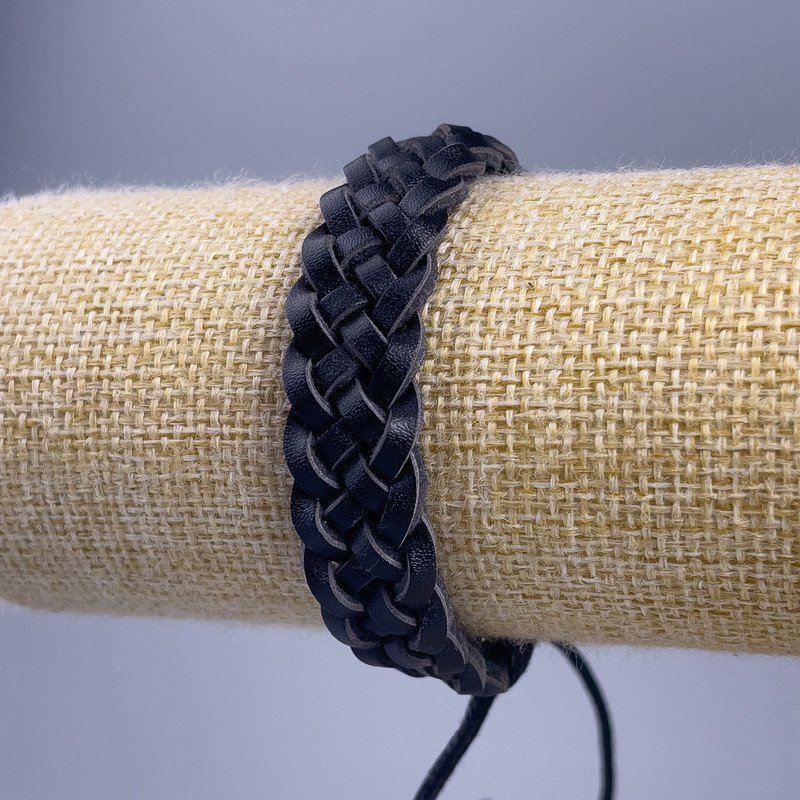 Bracelet, length 18-25cm, width 14mm, black eco leather, adjustable clasp