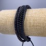 Bracelet, length 18-25cm, thickness 13mm, black eco-leather with a slide clasp