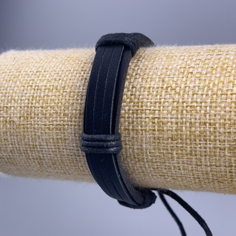Bracelet, length 18-25cm, thickness 12mm eco leather, black colour, adjustable closure