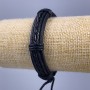Bracelet, length 18-25cm, thickness 12mm, black eco-leather with a slide clasp