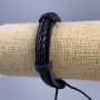 Bracelet, length 18-25cm, thickness 12mm, black eco-leather with a slide clasp