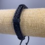 Men's Bracelet, Black Eco-Leather, 18-25cm Length, 12mm Width, Adjustable Slider Clasp