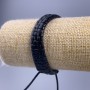 Men's Bracelet, Black Eco-Leather, 18-25cm Length, 12mm Width, Adjustable Slider Clasp