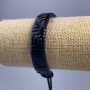 Men's Bracelet, Black Eco-Leather, 18-25cm Length, 13mm Width, Adjustable Slider Clasp