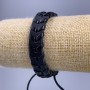 Bracelet, length 18-25cm, thickness 12mm black eco-leather with adjustable slide closure