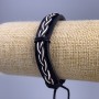 Bracelet, length 18-25cm, thickness 12mm black and white eco-leather with adjustable slide closure