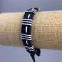 Bracelet, length 18-25cm, thickness 14mm black and white eco-leather with adjustable slide closure