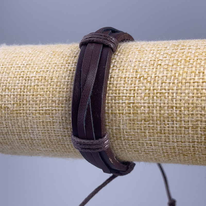 Bracelet, length 18-25cm, thickness 14mm brown eco-leather with adjustable slide closure