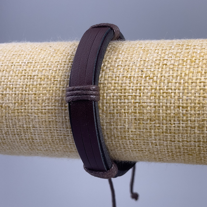 Bracelet, Length 18-25cm, Thickness 12mm, Brown Eco-Leather, Pull Closure