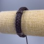 Bracelet, length 18-25cm, thickness 12mm, brown eco-leather, adjustable sliding closure