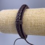 Bracelet, length 18-25cm, thickness 12mm, brown eco-leather, adjustable sliding closure