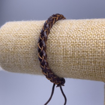 Bracelet, length 18-25cm, thickness 7mm, brown eco-leather, adjustable sliding closure