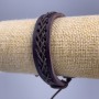 Bracelet, length 18-25cm, thickness 14mm, brown eco-leather, adjustable slide clasp