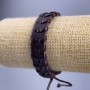 Bracelet, Length 18-25cm, Thickness 13mm, Eco Leather, Brown, Adjustable Drawstring