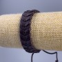 Bracelet, Length 18-25cm, Thickness 14mm, Eco Leather, Brown, Adjustable Drawstring