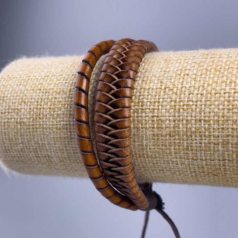 Bracelet, length 18-25cm, width 12mm, light brown eco-leather, adjustable closure