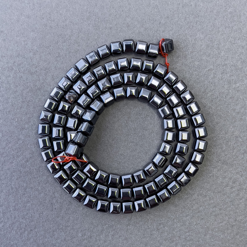 Hematite Cube Beads on a Strand, diameter 4mm+/-, length 40cm+