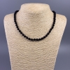Shungite Necklace (Imitation) Smooth Round, diameter 6mm+/-, length 49cm+