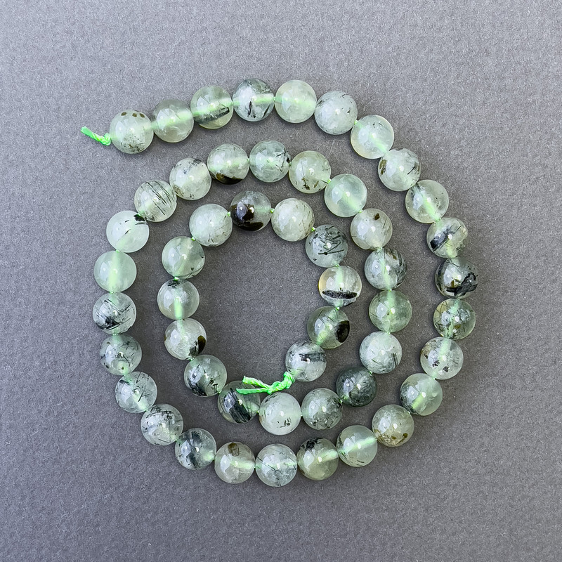Prehnite Beads Natural Stone Smooth Round, Diameter 8mm+-, Length 39cm+