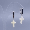 White Mother-of-Pearl Cross Earrings, diameter 10x15mm, length 34mm+