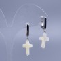 White Mother-of-Pearl Cross Earrings, diameter 10x15mm, length 34mm+