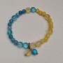 Citrine and Aquamarine Bracelet (artificial acrylic), diameter 6.5mm, length 18cm (stretch) with Opal glass inserts, diameter 8mm