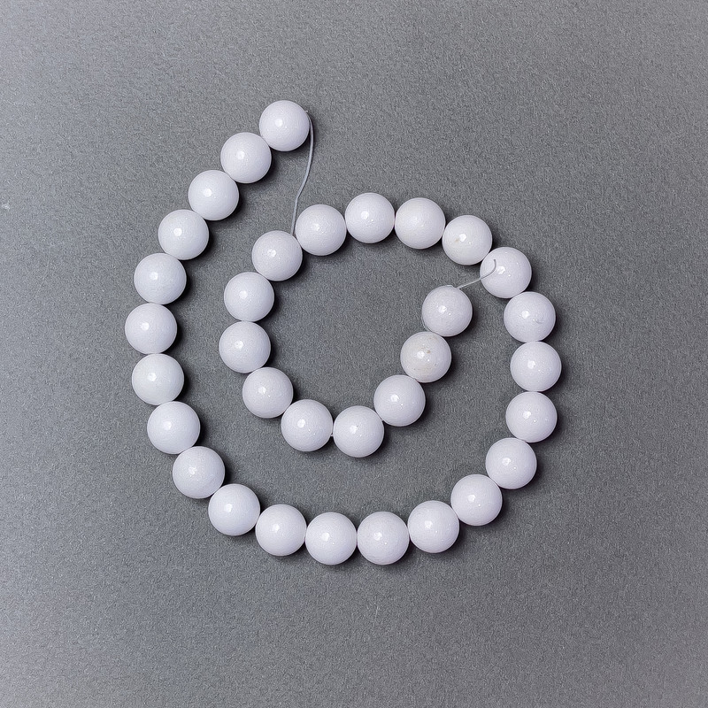 White Agate Beads (Pressed), Smooth Round, Diameter 12mm+/-, Length 40cm+/- on Strand