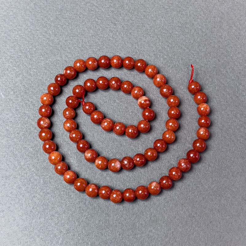 Red Jasper Beads (pressed), smooth round, diameter 6mm+/-, length 39cm+/- on a thread