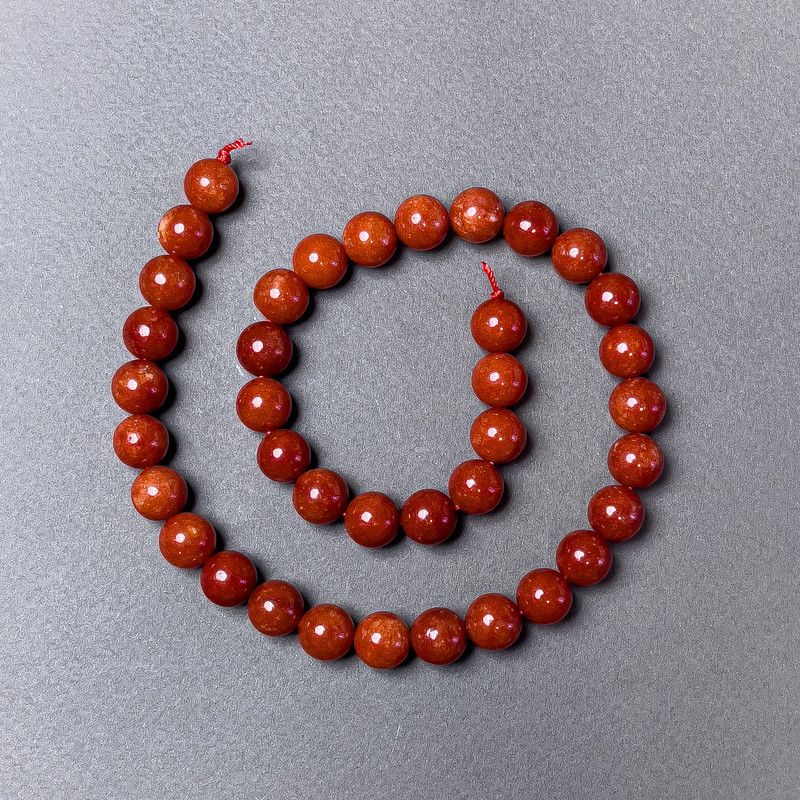 Red Jasper Beads (pressed) smooth round, diameter 10mm+/-, length 39cm+/- on a strand