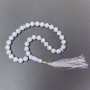Prayer Beads White Agate (Pressed) Smooth Round Bead, Diameter 12mm+/- 33 Beads, with Agate Inserts