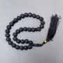 Lava Natural Stone Prayer Beads, smooth round beads, diameter 12mm+/- 33 beads, with Shungite inserts
