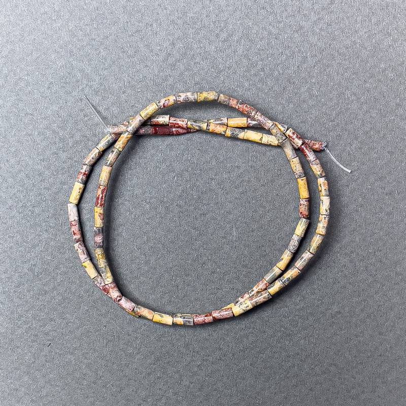 Leopard Jasper Beads, natural stone cut, diameter 2×4.5 mm, length 38 cm ± on fishing line