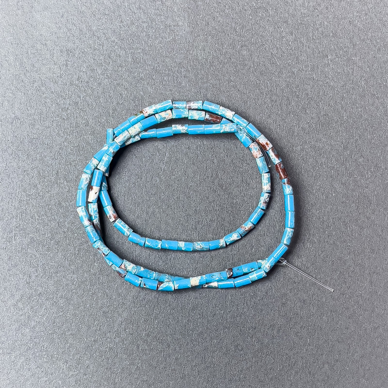 Turquoise Variscite Beads ( pressed ) cut, diameter 2×4mm+-, length 38cm+- on fishing line