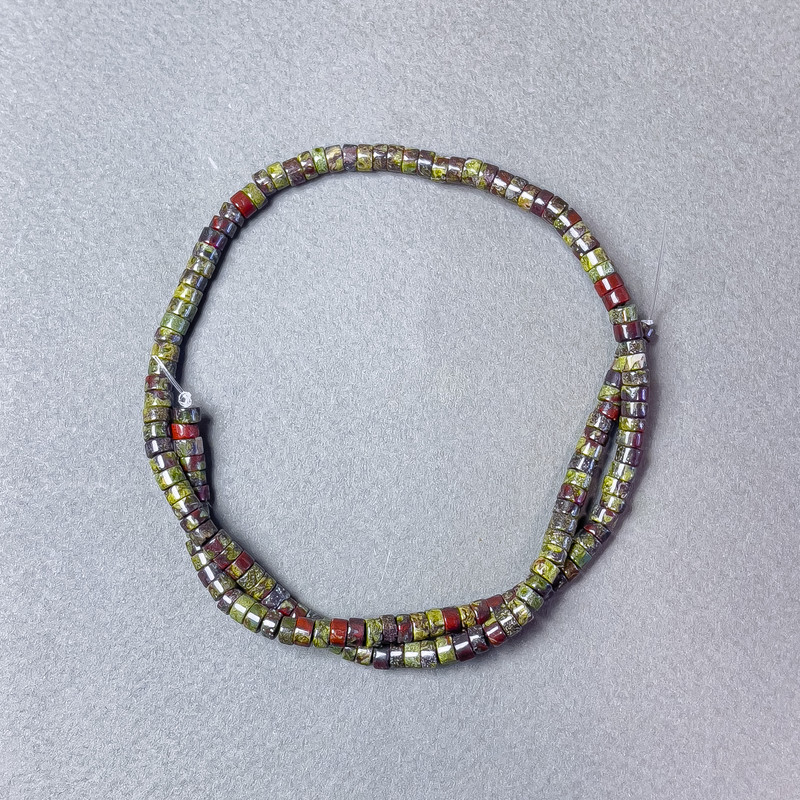 Dragon Blood Jasper Beads Natural Stone Rondelle, Diameter 4.5x2.5mm+-, Length 38cm+- on Fishing Line