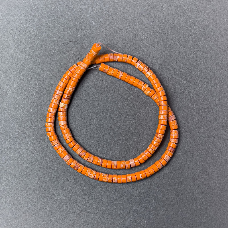 Orange Variscite (Pressed) Beads Rondelle, Diameter 4.5x2.5mm+-, Length 38cm+- on Fishing Line