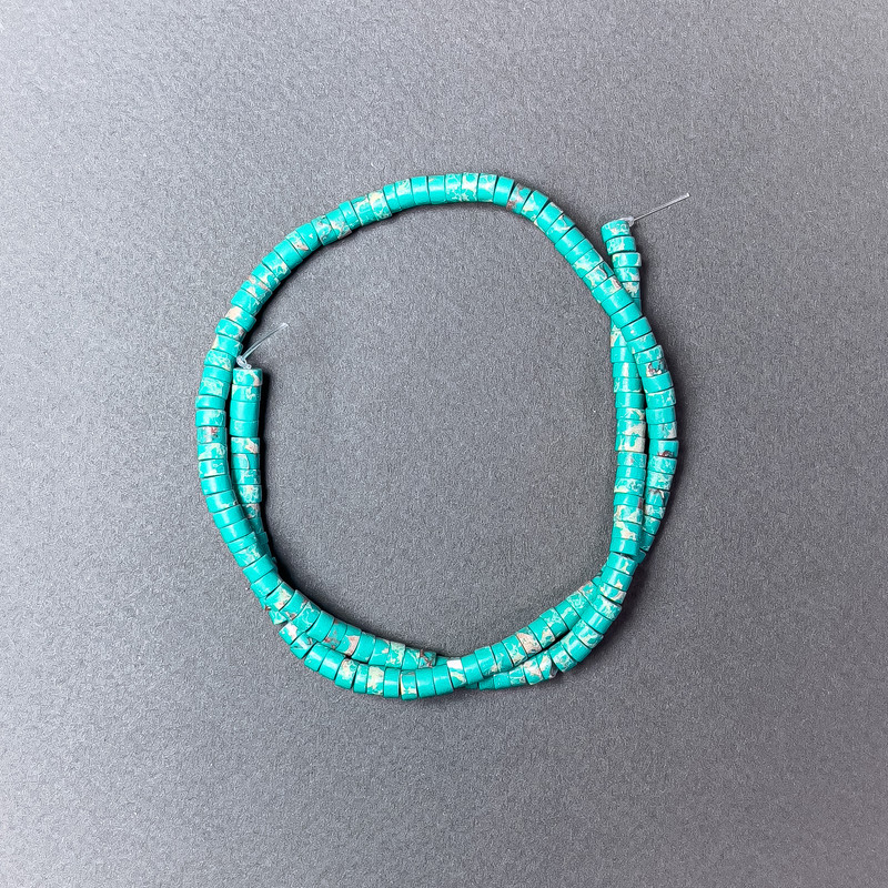 Turquoise Variscite Beads (Pressed) Rondelle, Diameter 4.5x2.5mm+/-, Length 39cm+/- on Fishing Line