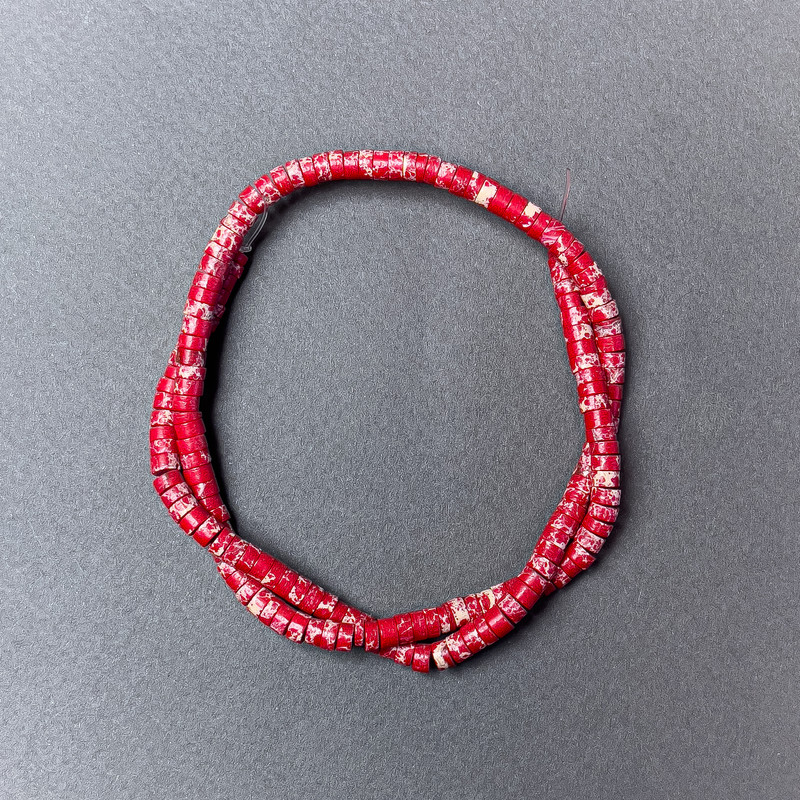 Red Variscite Beads (Pressed) Rondelle, Diameter 4.5x2.5mm+/-, Length 38cm+/- on Fishing Line