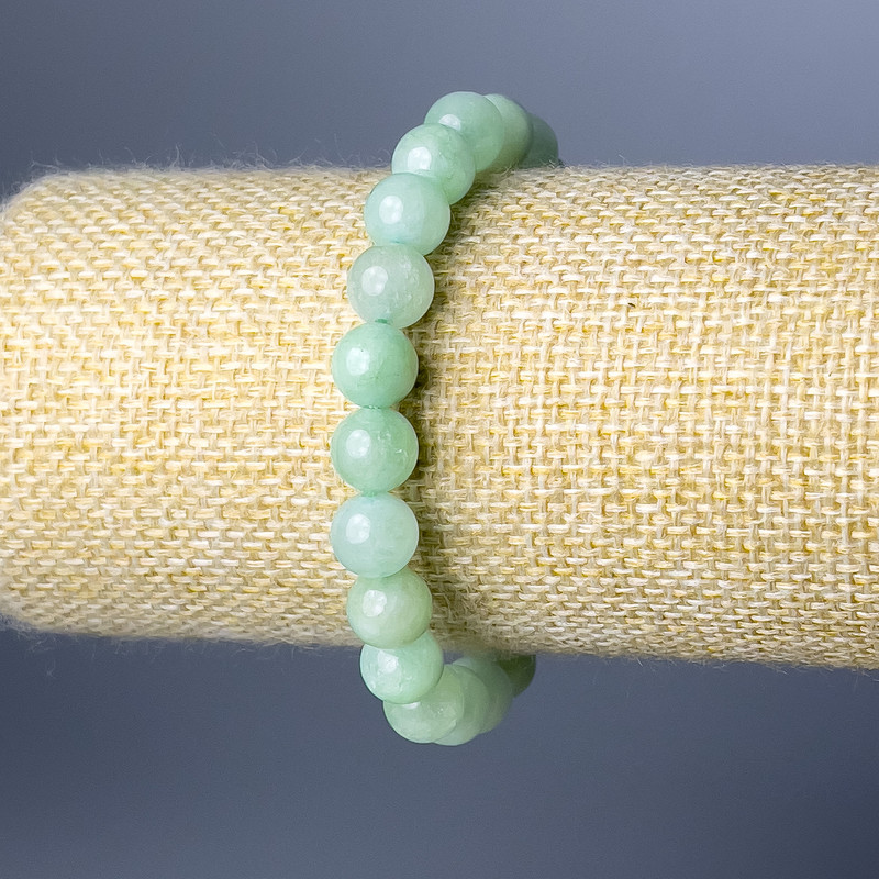 Amazonite Bracelet, Natural Stone Smooth Round Beads, Diameter 8.5mm+/-, Length 18cm (Stretch)