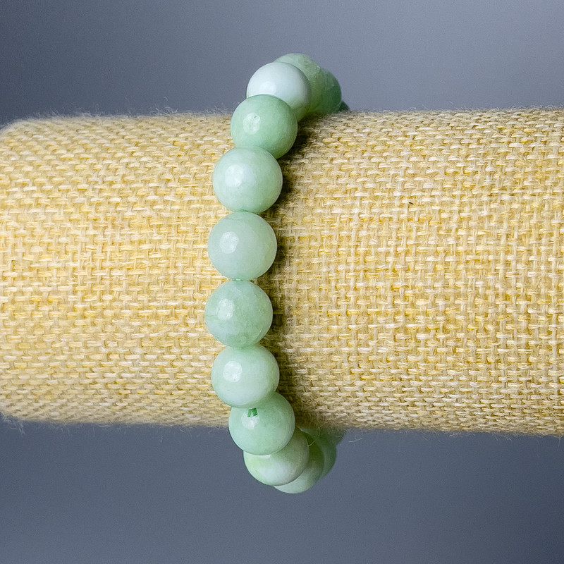 Amazonite Bracelet, Natural Stone Smooth Round Beads, Diameter 10.5mm+/-, Length 18cm (Stretch)