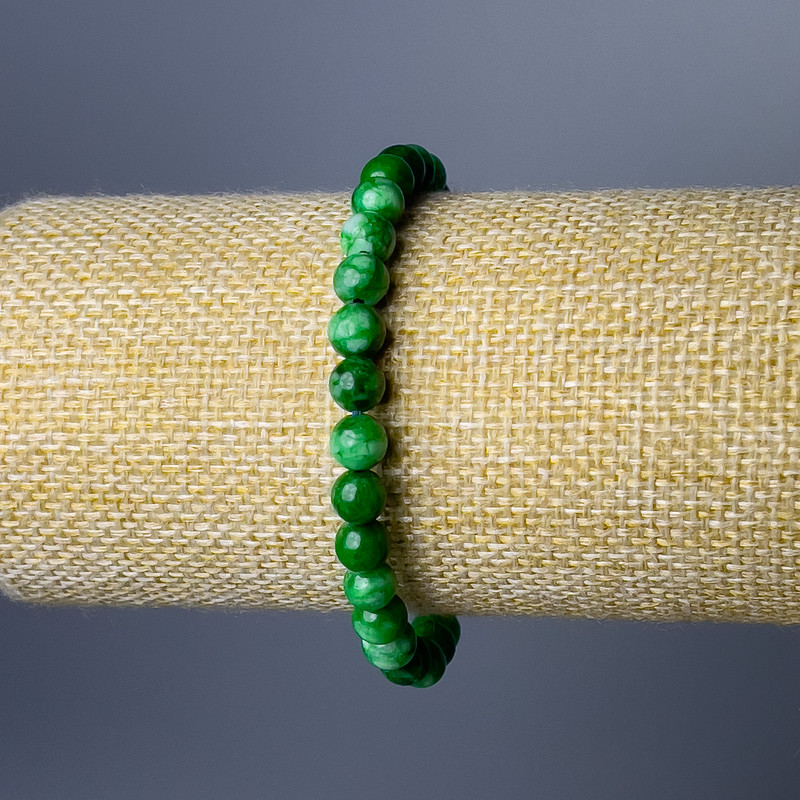 Chrysoprase Bracelet (Imitation Acrylic), Smooth Round, Diameter 6.5mm+/-, Length 18cm (Stretch)