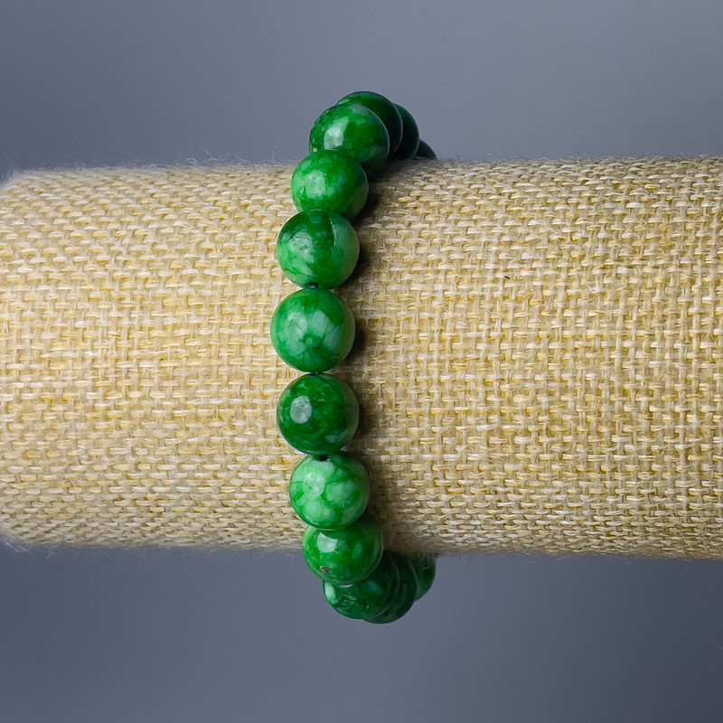 Chrysoprase Bracelet (Imitation Acrylic), Smooth Round, Diameter 10mm+/-, Length 18cm (Stretch)