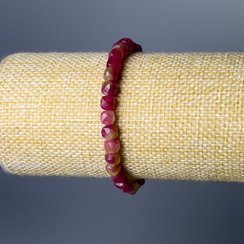 Polychrome Tourmaline Bracelet, Faceted Cube, Diameter 7mm+/-, Length 18cm (Stretch)